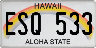 HI license plate ESQ533