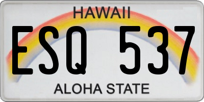 HI license plate ESQ537