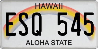 HI license plate ESQ545