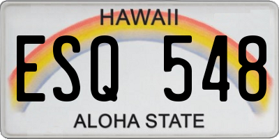 HI license plate ESQ548