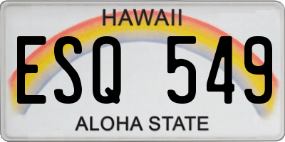 HI license plate ESQ549