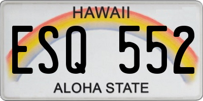 HI license plate ESQ552