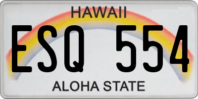 HI license plate ESQ554