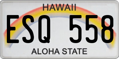 HI license plate ESQ558