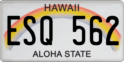 HI license plate ESQ562