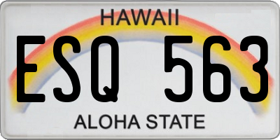 HI license plate ESQ563
