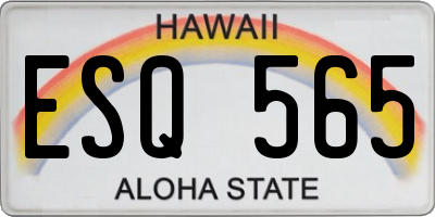 HI license plate ESQ565