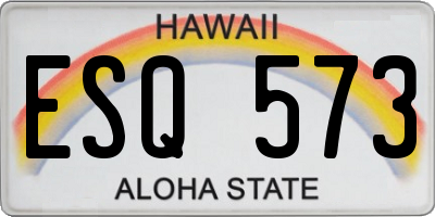 HI license plate ESQ573