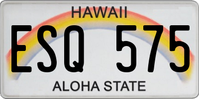 HI license plate ESQ575