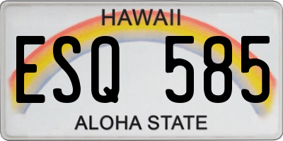 HI license plate ESQ585