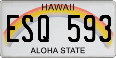 HI license plate ESQ593