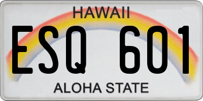 HI license plate ESQ601