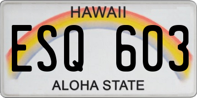 HI license plate ESQ603
