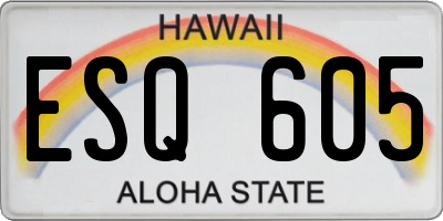 HI license plate ESQ605