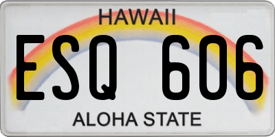 HI license plate ESQ606