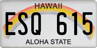 HI license plate ESQ615