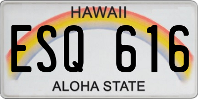 HI license plate ESQ616