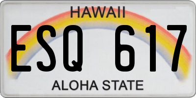 HI license plate ESQ617