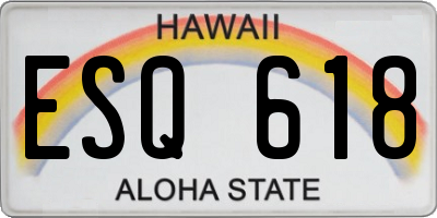 HI license plate ESQ618