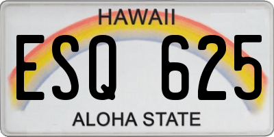 HI license plate ESQ625