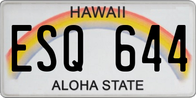 HI license plate ESQ644