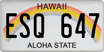 HI license plate ESQ647