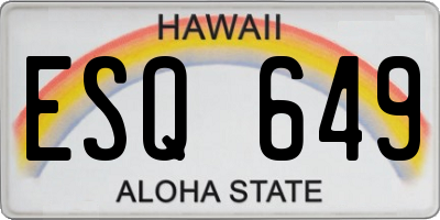 HI license plate ESQ649