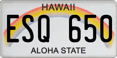 HI license plate ESQ650