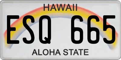 HI license plate ESQ665