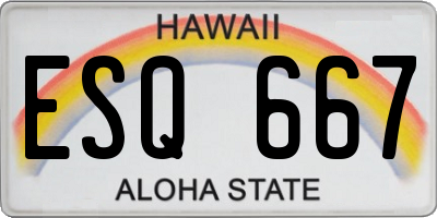 HI license plate ESQ667