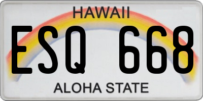 HI license plate ESQ668