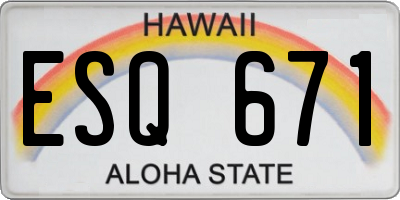 HI license plate ESQ671