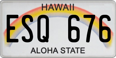 HI license plate ESQ676