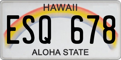 HI license plate ESQ678