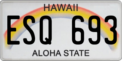 HI license plate ESQ693
