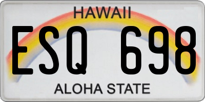 HI license plate ESQ698