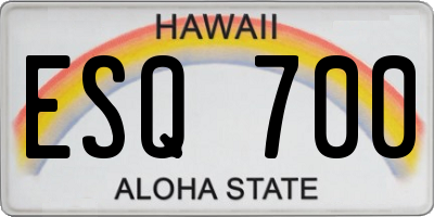 HI license plate ESQ700