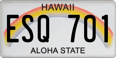 HI license plate ESQ701