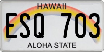 HI license plate ESQ703