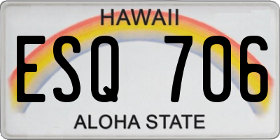 HI license plate ESQ706