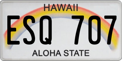 HI license plate ESQ707