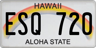 HI license plate ESQ720