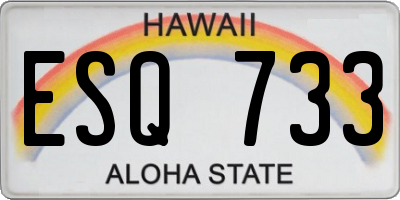 HI license plate ESQ733