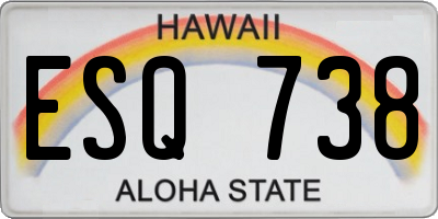 HI license plate ESQ738