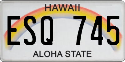 HI license plate ESQ745