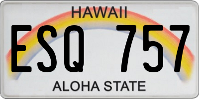 HI license plate ESQ757
