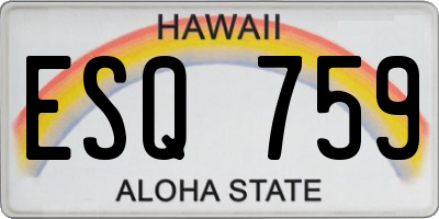 HI license plate ESQ759