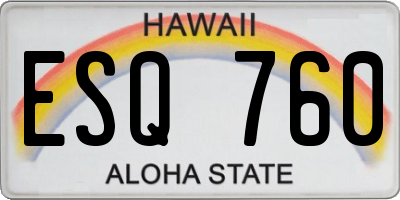 HI license plate ESQ760