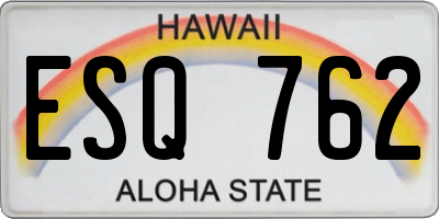 HI license plate ESQ762