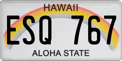 HI license plate ESQ767
